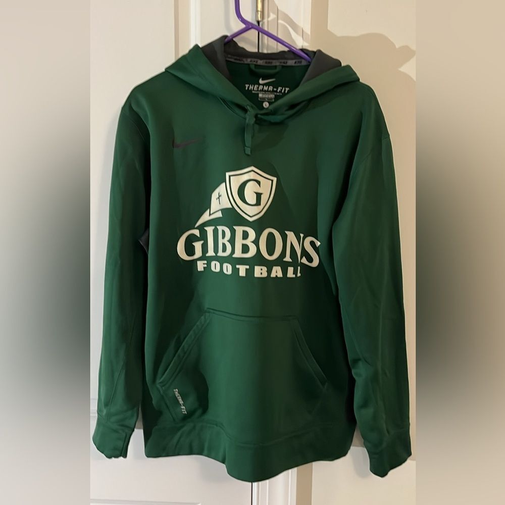 Green Gray Nike Therma fit Fleece Hoodie hooded Sweatshirt Cardinal Gibbons 🏈